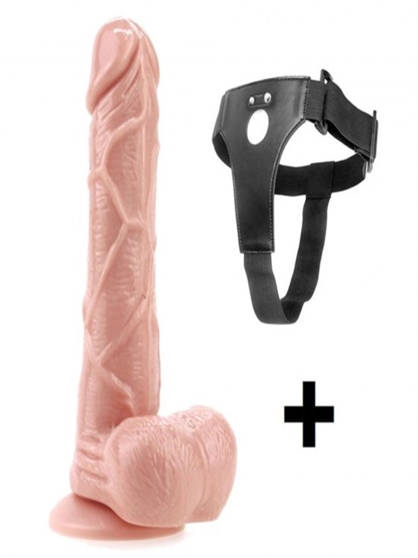 Realdo Strappy 17cm Gerçekçi Testisli Belden Bağlamalı Strap On Protez Penis