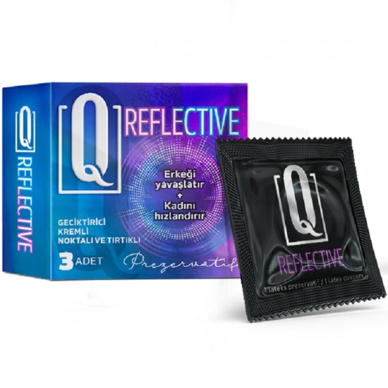 Q Reflective 3'lü Geciktiricili ve Tırtıklı Prezervatif
