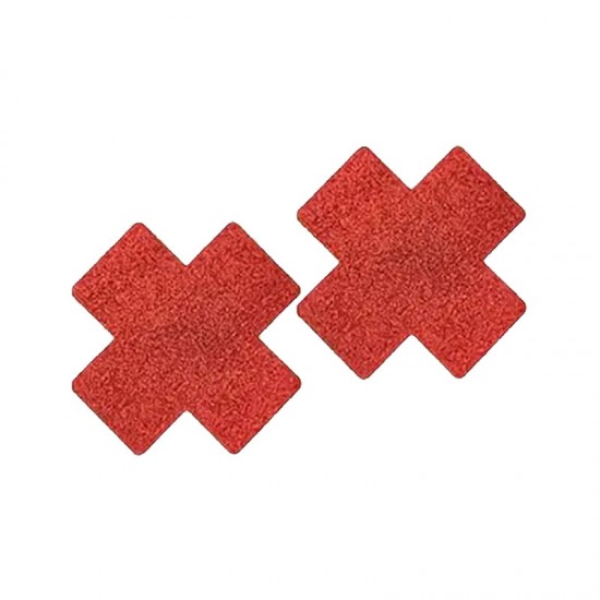 Fetilux Çapraz Simli Göğüs Ucu Kapama Çıkartması - Kırmızı