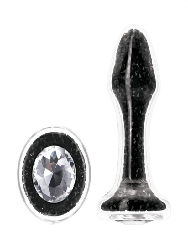 Backpart Yıldız Tozu İçi Kristalli Cam Anal Tıkaç - Siyah