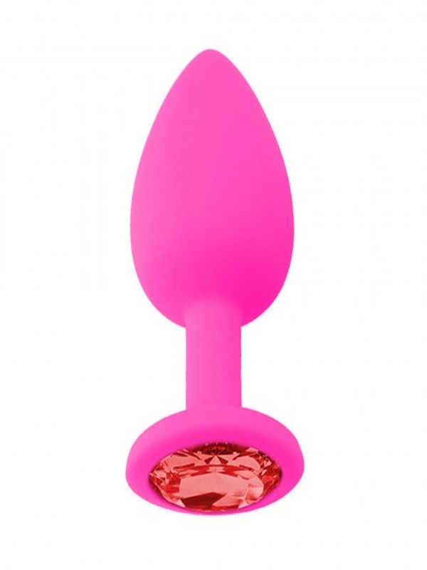 Backpart Taşlı Silikon Anal Tıkaç - Pembe
