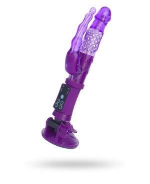 Anal Vajinal Çift Çıkışlı Döner İnci Taneli Çift Motorlu Vantuzlu 22cm Vibratör